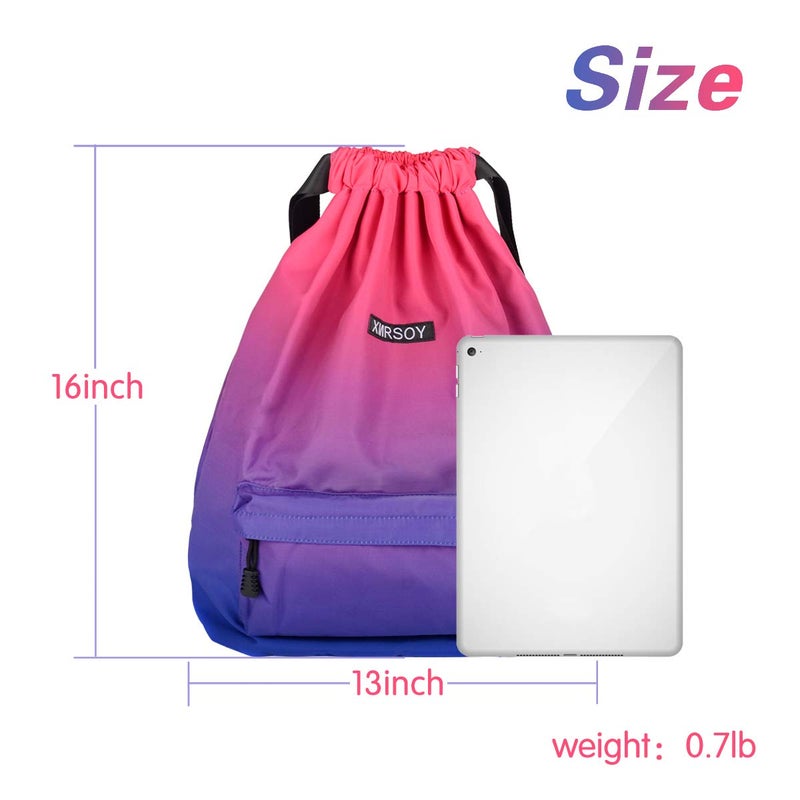 XMRSOY Gym Drawstring Backpack Water Resistant String Bag Nylon Cinch Sport Bag Sackpack - Image 4